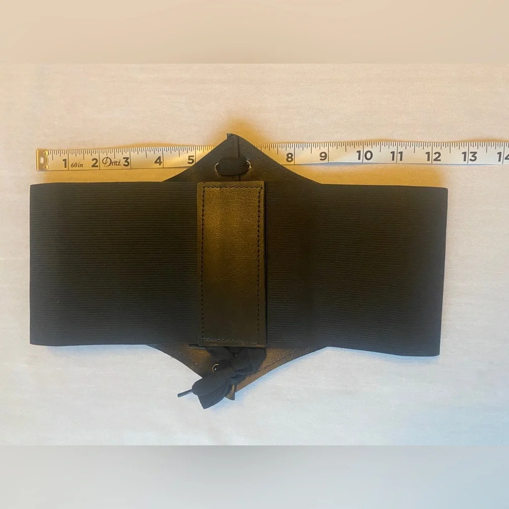 Vintage Style Lace Up Faux Leather Elastic Girdle Black Casual Wide‎ Waistband